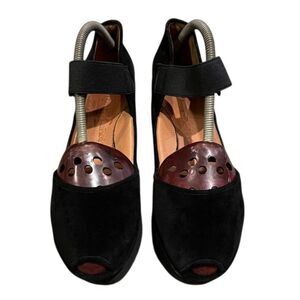 L'Amour Des Pieds Amadour Black Suede Leather Platform Shoes Womens Size 10